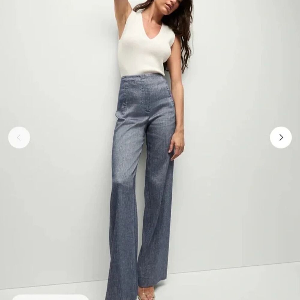 Veronica Beard High-Waist Wide-Leg Jeans in Blue / chambray size 10